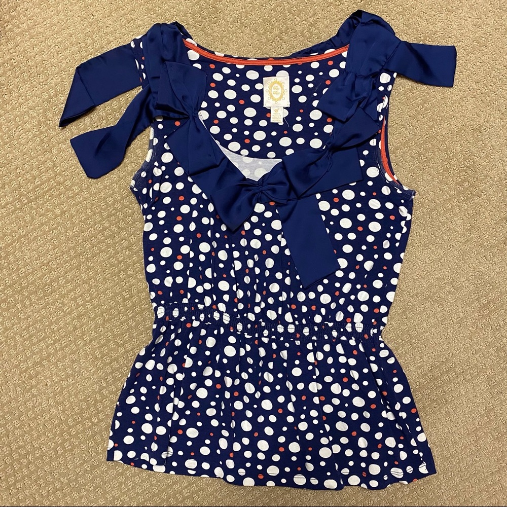 EUC Anthropologie Ric Rac Polka Dot Bow Tank - Picture 6 of 10